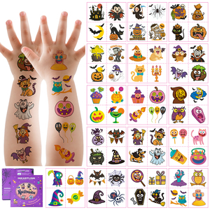 สติกเกอร์ลายการ์ตูนฮาโลวีนปลอดภัย ไร้สารพิษ สำหรับเด็ก ของชำร่วยงานปาร์ตี้ เป็นมิตรกับสิ่งแวดล้อม ปลอดภัยต่อผิวหนัง ศิลปะบนเรือนร่าง รอยสักชั่วคราว - Product Image 1