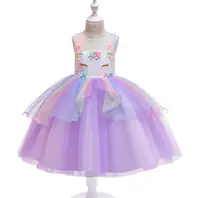 Robe fantaisie pour petites filles, vêtements colorés, robe de fête anniversaire, design, redingote, mignon, licorne, D0085