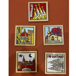 Posavasos Cuadrado de Terracota con Base de Corcho, Diseño Artístico de Lugares Emblemáticos de la Ciudad, Recuerdo de Viaje de España e Italia, Tapete para Bebidas de Café y Té - Product Image 6