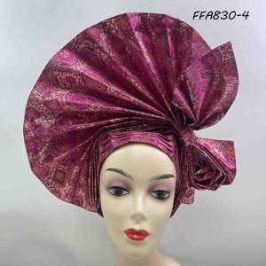 Turban nigérian Aso Oke, designs de mariage 2025, Gele perlé automatique pour femmes et dames africaines élégantes, tenue de soirée - Product Image 4