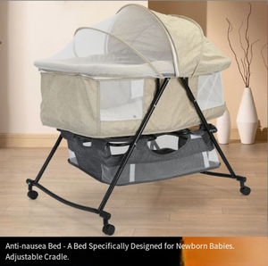 Mingtu K606 Lettino Portatile Pieghevole Moderno con Ruote, in Metallo e Cotone, Multifunzionale con <span class=keywords><strong>Zanzariera</strong></span>, per Camera da <span class=keywords><strong>Letto</strong></span>, 0-36 Mesi - Product Image 2
