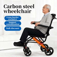 Fauteuil roulant manuel portable pour l'allée d'un avion, en acier au carbone ultraléger, pour le transport et le transfert