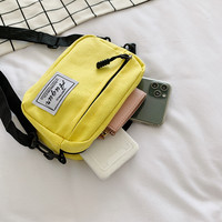 Sac à dos en toile pour femme, à porter à l'épaule ou en bandoulière - Petit design carré, compatible avec les téléphones portables, tendance pour les étudiants, fermeture éclair, automne