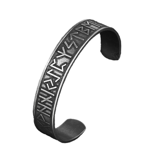 Pulsera de acero inoxidable para hombre de estilo retro nórdico, brazaletes de moda con texto <span class=keywords><strong>Runa</strong></span> vikingo antiguo - Product Image 1
