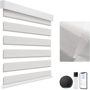 Persianas Enrollables Eléctricas Modernas Tipo Zebra de Doble Capa con Filtro de Luz y Privacidad para Ventanas Francesas, Dormitorios y Oficinas - Product Image 1
