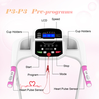 Tapis de course électrique pliant Assemblage facile Fitness Motorisé Running Jogging Machine pour usage domestique, 12 programmes préréglés rose