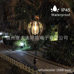 Lámpara Solar de Jardín LED, Farol Colgante de Hierro con Campana, Iluminación Decorativa para Exteriores - Product Image 5