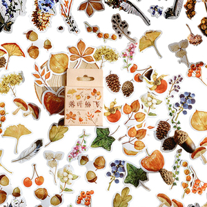 Boîte de 46 autocollants Feuilles tombantes, autocollants vintage d'automne, décoration DIY, autocollants pour scrapbooking, cadeaux promotionnels, autocollants adhésifs - Product Image 3