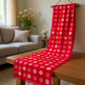 Accessorio in Tessuto di Pizzo a Pois Ilan 100x75cm Rosso Decorativo - Product Image 2