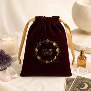 Pochettes à bijoux en velours avec logo personnalisé, sacs cadeaux noirs à cordon, pochettes en velours doux à poils courts pour <span class=keywords><strong>mariage</strong></span>, fête, emballage cosmétique - Product Image 1