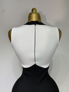 Nuovi Arrivi: Abito Aderente da Donna con Bottoni Dorati, Bianco e <span class=keywords><strong>Nero</strong></span>, <span class=keywords><strong>Elegante</strong></span> Senza Maniche per Feste - Product Image 6