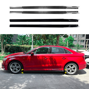 Amp-Z Side Skirts Piano Black Carbon Fiber Texture For Audi A3 S3 8V Sline 2014-2020 Sedan Hatchback - Product Image 1