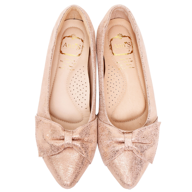 Ann'S High Quality Formal Slip-On Rose Gold Pointed Toe Lambskin Shoes for  Women Low Heels Wholesale| Alibaba.com