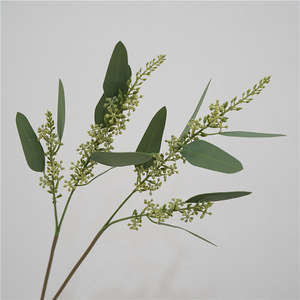 Simulated Eucalyptus Leaves With Fruit Home Table Ornaments Decorative Flowers 2 Forks <strong>Artificial</strong> Seeded Eucalyptus Branches - Product Image 2