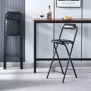 <span class=keywords><strong>Taburete</strong></span> de Bar <span class=keywords><strong>Plegable</strong></span> <span class=keywords><strong>con</strong></span> Asiento y <span class=keywords><strong>Respaldo</strong></span> de Cuero PU, Estructura Metálica, Portátil para <span class=keywords><strong>Cocina</strong></span>, Pub, Cafetería, Hogar, Bar, Espacios Pequeños - Product Image 1