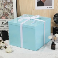 Grande boîte cadeau en carton rigide recyclable bleu personnalisable avec ruban et couvercle pour anniversaires, la Saint-Valentin, Noël, anniversaires de mariage