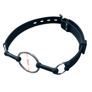 Mordaza de silicona negra para bondage con anillo metálico negro y tapón de <span class=keywords><strong>boca</strong></span> abierta, mordaza de anillo para adultos - Product Image 3