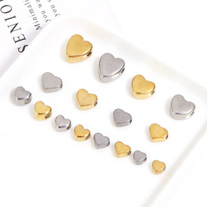 Cuentas espaciadoras en forma de corazón de acero inoxidable, chapadas en oro y plata, para la fabricación de pulseras, accesorios de joyería DIY - Product Image 2