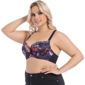 Reggiseni da Donna LR STYLE dalla Taglia <span class=keywords><strong>D</strong></span> alla K, con Ferretto, Motivo Floreale Intrecciato, Push-up, Spalline Sottili Regolabili, Traspirante, Soutien Gorge Ridotto - Product Image 2