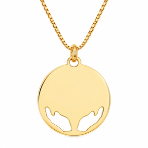 Collier rond en acier inoxydable plaqué or 18 carats avec gravure personnalisée d'une citation biblique, mains en prière, bijoux religieux chrétiens - Product Image 3