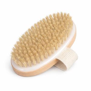 Factory Wholesale Natural Oval Shape Boar Bristle Wood Massage Dry Body <b>Brush</b> for <b>Shower</b> - Product Image 1