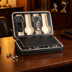 Boîte de voyage de luxe en cuir PU pour montres, étui de rangement multi-compartiments pour montres-bracelets, logo personnalisé pour cadeau de boutique de montres - Product Image 6