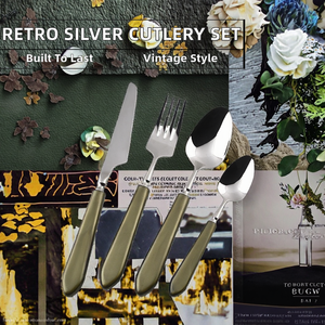 Reusable Customized Modern Luxury Stainless Steel Spoon and Fork Cutlery Set for Party Use - Product Image 2