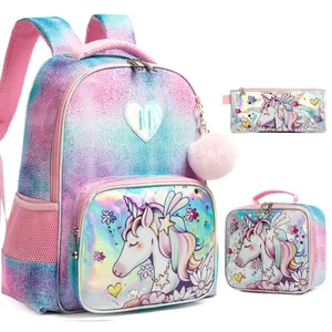 Jasminestar Cute Cartoon Printing Bookbag School Bags Kids Backpack Bulk Unicorn Backpack School Bag Set para Meninas