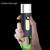 Lampe de poche extérieure Portable forte lumière mise au point Variable avec projecteur lumières latérales Mini lampe de poche lampe