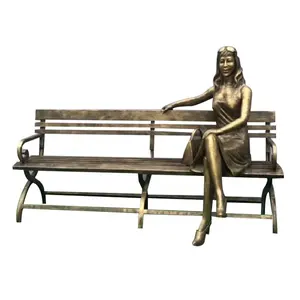 Patung Wanita Santai Perunggu Duduk Di Bangku Patung