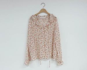 2021 Neueste Korea Style Sommer Damen Bluse Hochwertige Sexy Chiffon Damen Blumen schwarz Rüschen Bluse - Product Image 6