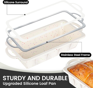 MUYULINS Molde Rectangular para Pan y Pastel de Silicona con Marco Metálico Reforzado, Antiadherente, Libre de BPA, Apto para LFGB - Product Image 2