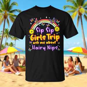 Camiseta Sip Sip Girls Trip para adultos, unisex, cuello redondo, manga corta, impresión digital, camiseta promocional - Product Image 2