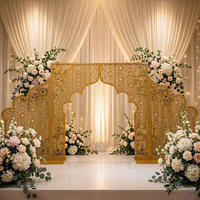 Arche de mariage marocaine découpée au laser en métal doré, cadre de décoration de scène pour événements arabes
