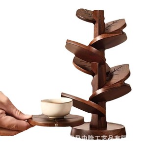 Wooden <b>Tree</b> Shaped Coaster Stand Heat Resistant <b>Table</b> Mat Leaf Design <b>Christmas</b> Decor Home Decoration - Product Image 5