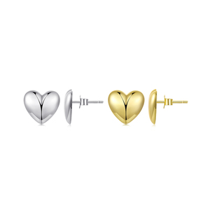 <b>Heart</b> Stud <b>Earrings</b> Gold Plated <b>silver</b> Unisex Classic Jewelry Gift - Product Image 1