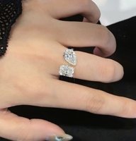 Bague de fiançailles et d'éternité ICEWALD IGI en or 18 carats PT950 avec diamant de laboratoire de 2 carats couleur D taille radiant, style polyvalent