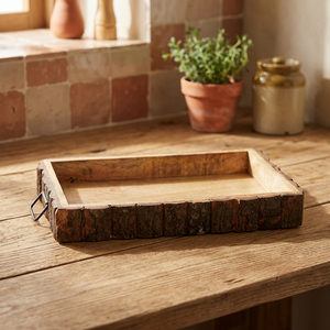 Nouveau Plateau de Service Rectangulaire Portable en Bois Fait Main de Qualité Commerciale, Multifonctionnel, avec Incrustation Florale en Os - Product Image 1