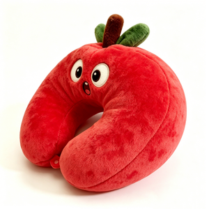 Customized Tomato U-shaped Plush <b>Neck</b> <b>Pillow</b>, Cute Cartoon Red Tomato Travel <b>Neck</b> Cushion - Product Image 1