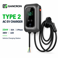 Borne de Recharge Véhicule Électrique Type 2 AC 22KW 32 Ampères Triphasée 380 V avec Pistolet de Recharge et Poignée LED – État Neuf