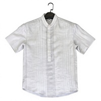 Kemeja Kasual Pria untuk Liburan, Slim Fit, Lengan Pendek, Kancing Depan, Bahan Polyester/Katun yang Bernapas untuk Kantor, Pernikahan, dan Pesta