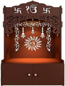 <span class=keywords><strong>Tempio</strong></span> in Legno per Casa con Porta, Mandir Pooja in MDF, Mandir da Terra con Cassetto per Casa, Ufficio, Fai da Te - Product Image 6