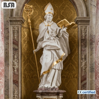 Sculpture religieuse en marbre européen poli, sculptée à la main, représentant Saint Augustin (évêque et médecin catholique), pour la décoration d'église.