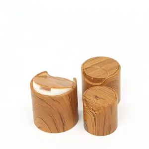 wood texture water transfer printing disc top cap bottle 24/410 cosmetic tube with bamboo flip cap