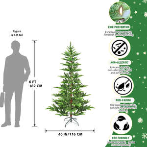 Árbol de Navidad con Decoración de Luz Cálida para Decoración del Hogar, Sala de Estar, 6 Pies, 46 Pulgadas - Product Image 2