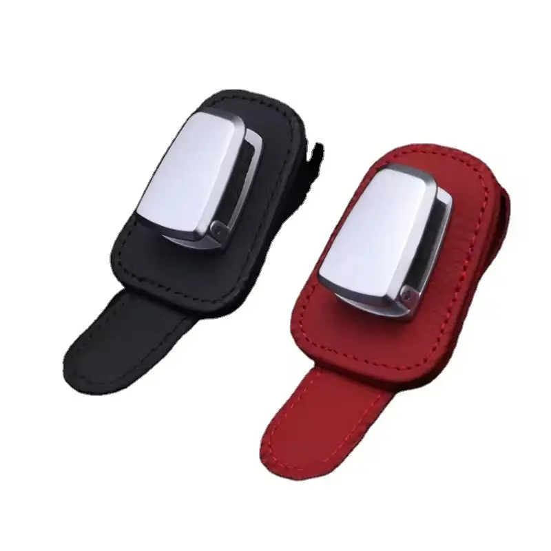 Car Accessories Clip On Glasses Visor Personalized Creative Card Leather Clip Car For Sunglasses