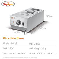 Fourneau électrique commercial à 2 bacs pour aliments chauds, double fourneau à chocolat, machine à tempérer et à faire fondre le chocolat