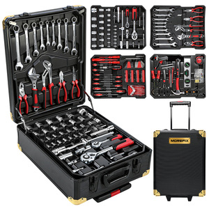 Morefix 187pc Ratchet Socket Wrench Set 1/2 In Chrome Vanadium Steel Auto Repair <b>Tool</b> Kit <b>Rolling</b> Case - Product Image 5