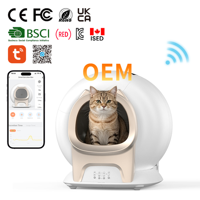 Smart Self-Cleaning Easy Clean Cat Litter Box with Mobile APP Remote Monitoring Automatic Cat Litter Box Pet Toilet Ultra Quiet