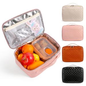 Sac isotherme portable en cuir PU, étanche, avec fermeture éclair, boîte à lunch, sac à glace pour étudiant - Product Image 6